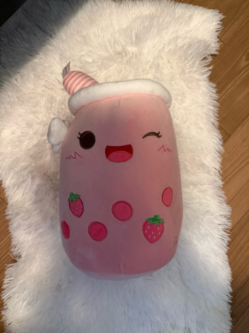 Pink Strawberry Bubble Tea Plush